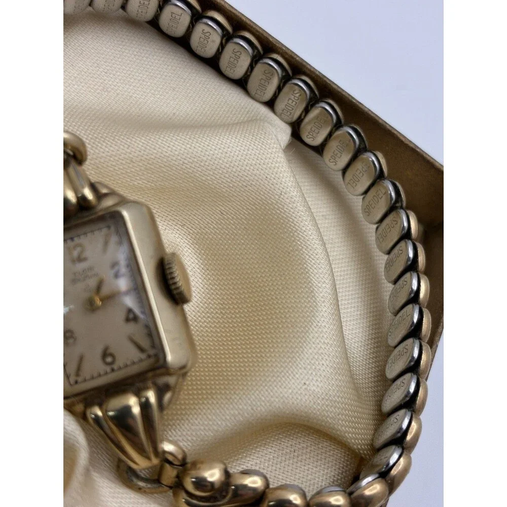 Vintage Elgin Deluxe 17 Jewel 10KT Gold filled Womens Wrist Watch 4 ADJ'S